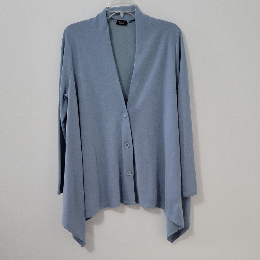 Talbots Light Blue Draped Cardigan, Size 1X Petite